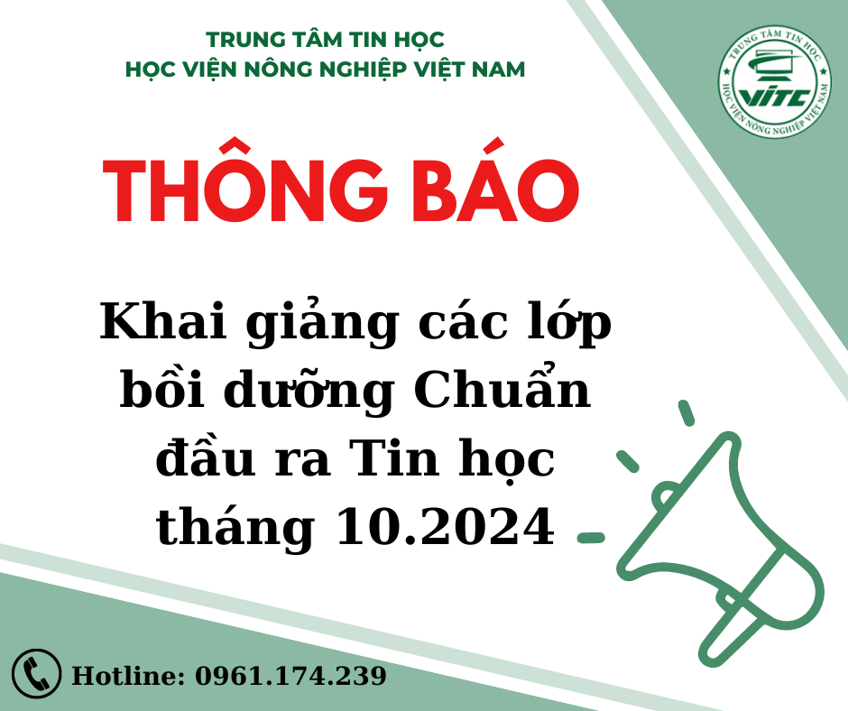 TB Khai giảng các lớp bồi dưỡng CĐR Tin học T10.2024